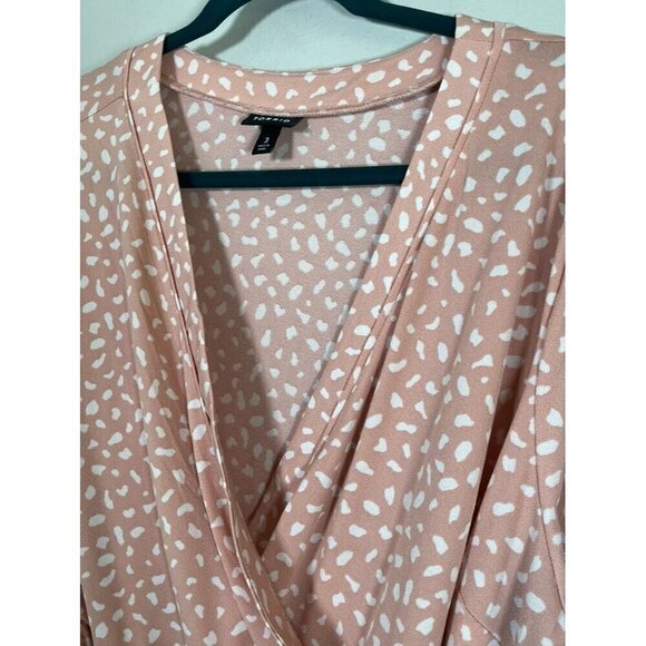 Torrid Top Women 3X Pink Crepe Wrap Peplum Feminine Ballerina Neutral Summer 80s - Picture 4 of 13